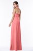 ColsBM Alma Coral Elegant A-line Halter Sleeveless Zipper Chiffon Plus Size Bridesmaid Dresses