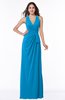 ColsBM Alma Cornflower Blue Elegant A-line Halter Sleeveless Zipper Chiffon Plus Size Bridesmaid Dresses