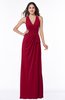 ColsBM Alma Dark Red Elegant A-line Halter Sleeveless Zipper Chiffon Plus Size Bridesmaid Dresses