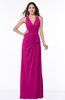 ColsBM Alma Hot Pink Elegant A-line Halter Sleeveless Zipper Chiffon Plus Size Bridesmaid Dresses