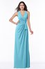 ColsBM Alma Light Blue Elegant A-line Halter Sleeveless Zipper Chiffon Plus Size Bridesmaid Dresses
