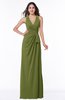 ColsBM Alma Olive Green Elegant A-line Halter Sleeveless Zipper Chiffon Plus Size Bridesmaid Dresses