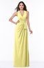 ColsBM Alma Pastel Yellow Elegant A-line Halter Sleeveless Zipper Chiffon Plus Size Bridesmaid Dresses