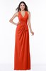 ColsBM Alma Persimmon Elegant A-line Halter Sleeveless Zipper Chiffon Plus Size Bridesmaid Dresses