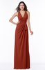 ColsBM Alma Rust Elegant A-line Halter Sleeveless Zipper Chiffon Plus Size Bridesmaid Dresses
