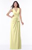 ColsBM Alma Soft Yellow Elegant A-line Halter Sleeveless Zipper Chiffon Plus Size Bridesmaid Dresses