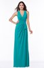 ColsBM Alma Teal Elegant A-line Halter Sleeveless Zipper Chiffon Plus Size Bridesmaid Dresses