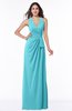 ColsBM Alma Turquoise Elegant A-line Halter Sleeveless Zipper Chiffon Plus Size Bridesmaid Dresses