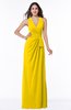 ColsBM Alma Yellow Elegant A-line Halter Sleeveless Zipper Chiffon Plus Size Bridesmaid Dresses