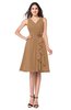 ColsBM Melissa Light Brown Sexy V-neck Sleeveless Chiffon Knee Length Plus Size Bridesmaid Dresses