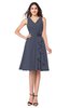 ColsBM Melissa Nightshadow Blue Sexy V-neck Sleeveless Chiffon Knee Length Plus Size Bridesmaid Dresses