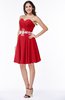 ColsBM Addisyn Red Simple Sweetheart Chiffon Knee Length Appliques Plus Size Bridesmaid Dresses
