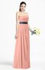 ColsBM Karlee Peach Glamorous Empire Strapless Chiffon Floor Length Sash Plus Size Bridesmaid Dresses