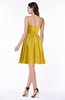 ColsBM Elsa Lemon Curry Fairytale A-line Spaghetti Chiffon Knee Length Flower Plus Size Bridesmaid Dresses