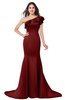 ColsBM Abigail Dark Red Elegant Fishtail Sleeveless Zip up Satin Ruffles Bridesmaid Dresses