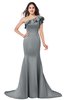 ColsBM Abigail Frost Grey Elegant Fishtail Sleeveless Zip up Satin Ruffles Bridesmaid Dresses
