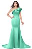 ColsBM Abigail Mint Green Elegant Fishtail Sleeveless Zip up Satin Ruffles Bridesmaid Dresses
