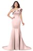 ColsBM Abigail Pastel Pink Elegant Fishtail Sleeveless Zip up Satin Ruffles Bridesmaid Dresses
