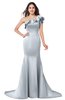 ColsBM Abigail Silver Elegant Fishtail Sleeveless Zip up Satin Ruffles Bridesmaid Dresses