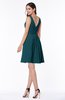ColsBM Celia Blue Green Plain Sleeveless Half Backless Chiffon Knee Length Ruching Plus Size Bridesmaid Dresses