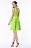 ColsBM Celia Bright Green Plain Sleeveless Half Backless Chiffon Knee Length Ruching Plus Size Bridesmaid Dresses