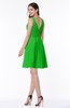 ColsBM Celia Classic Green Plain Sleeveless Half Backless Chiffon Knee Length Ruching Plus Size Bridesmaid Dresses