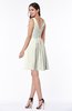 ColsBM Celia Cream Plain Sleeveless Half Backless Chiffon Knee Length Ruching Plus Size Bridesmaid Dresses