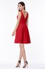 ColsBM Celia Red Plain Sleeveless Half Backless Chiffon Knee Length Ruching Plus Size Bridesmaid Dresses