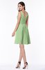 ColsBM Celia Sage Green Plain Sleeveless Half Backless Chiffon Knee Length Ruching Plus Size Bridesmaid Dresses