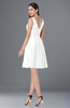 ColsBM Celia White Plain Sleeveless Half Backless Chiffon Knee Length Ruching Plus Size Bridesmaid Dresses