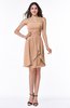 ColsBM Kinslee Almost Apricot Glamorous A-line Sleeveless Zipper Chiffon Knee Length Plus Size Bridesmaid Dresses