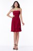 ColsBM Kinslee Dark Red Glamorous A-line Sleeveless Zipper Chiffon Knee Length Plus Size Bridesmaid Dresses