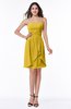 ColsBM Kinslee Lemon Curry Glamorous A-line Sleeveless Zipper Chiffon Knee Length Plus Size Bridesmaid Dresses