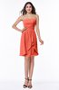 ColsBM Kinslee Living Coral Glamorous A-line Sleeveless Zipper Chiffon Knee Length Plus Size Bridesmaid Dresses