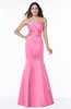 ColsBM Sara Carnation Pink Simple Strapless Zip up Floor Length Sash Bridesmaid Dresses