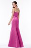 ColsBM Sara Hot Pink Simple Strapless Zip up Floor Length Sash Bridesmaid Dresses