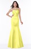 ColsBM Sara Pale Yellow Simple Strapless Zip up Floor Length Sash Bridesmaid Dresses