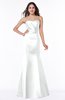 ColsBM Sara White Simple Strapless Zip up Floor Length Sash Bridesmaid Dresses