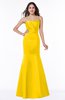 ColsBM Sara Yellow Simple Strapless Zip up Floor Length Sash Bridesmaid Dresses