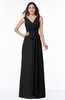 ColsBM Pearl Black Glamorous V-neck Sleeveless Chiffon Floor Length Plus Size Bridesmaid Dresses