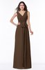 ColsBM Pearl Chocolate Brown Glamorous V-neck Sleeveless Chiffon Floor Length Plus Size Bridesmaid Dresses