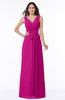 ColsBM Pearl Hot Pink Glamorous V-neck Sleeveless Chiffon Floor Length Plus Size Bridesmaid Dresses