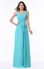 ColsBM Pearl Turquoise Glamorous V-neck Sleeveless Chiffon Floor Length Plus Size Bridesmaid Dresses