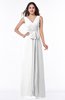 ColsBM Pearl White Glamorous V-neck Sleeveless Chiffon Floor Length Plus Size Bridesmaid Dresses