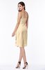 ColsBM Liberty Apricot Gelato Classic Column Strapless Half Backless Chiffon Knee Length Plus Size Bridesmaid Dresses