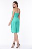 ColsBM Liberty Blue Turquoise Classic Column Strapless Half Backless Chiffon Knee Length Plus Size Bridesmaid Dresses