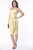 ColsBM Liberty Cornhusk Classic Column Strapless Half Backless Chiffon Knee Length Plus Size Bridesmaid Dresses