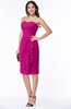 ColsBM Liberty Hot Pink Classic Column Strapless Half Backless Chiffon Knee Length Plus Size Bridesmaid Dresses