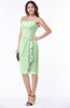 ColsBM Liberty Light Green Classic Column Strapless Half Backless Chiffon Knee Length Plus Size Bridesmaid Dresses