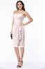 ColsBM Liberty Light Pink Classic Column Strapless Half Backless Chiffon Knee Length Plus Size Bridesmaid Dresses